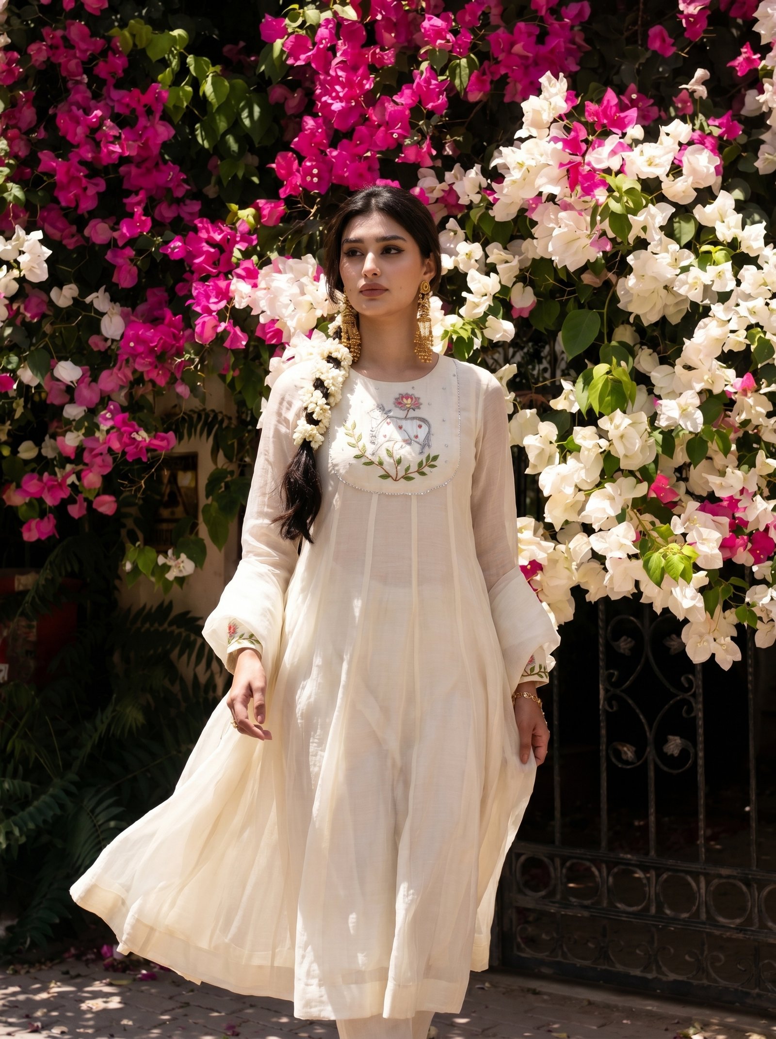 Peach Embroidered Anarkali Suit