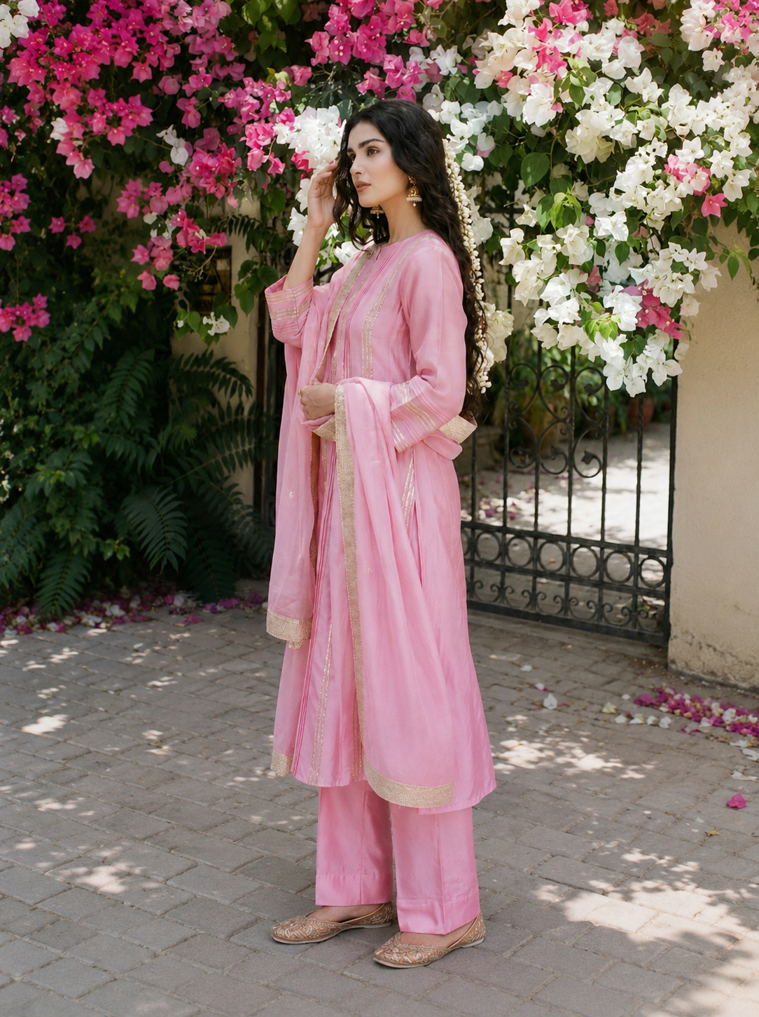 Mustard Gamthi Chanderi Suit